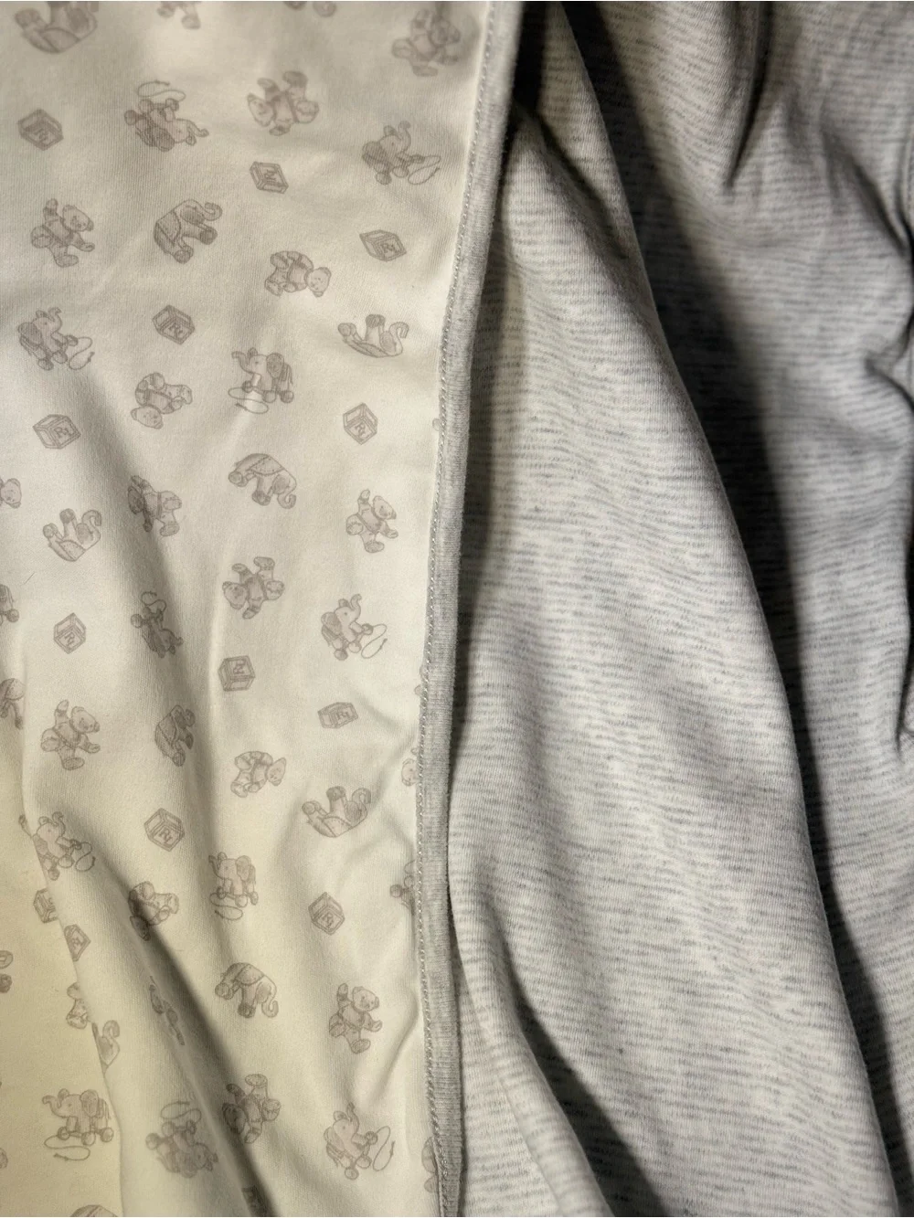 Ralph Lauren Reversible White and Light Gray Baby Blanket